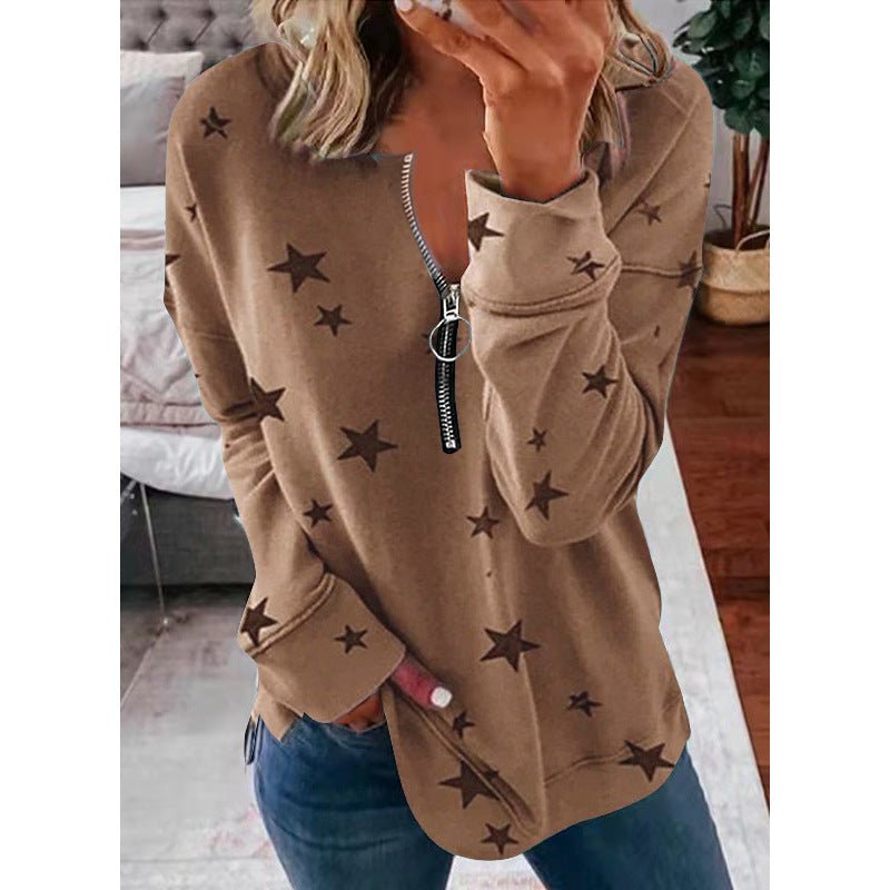 Star Print Long Sleeve Pullover Women's Sweatshirt | Mode
