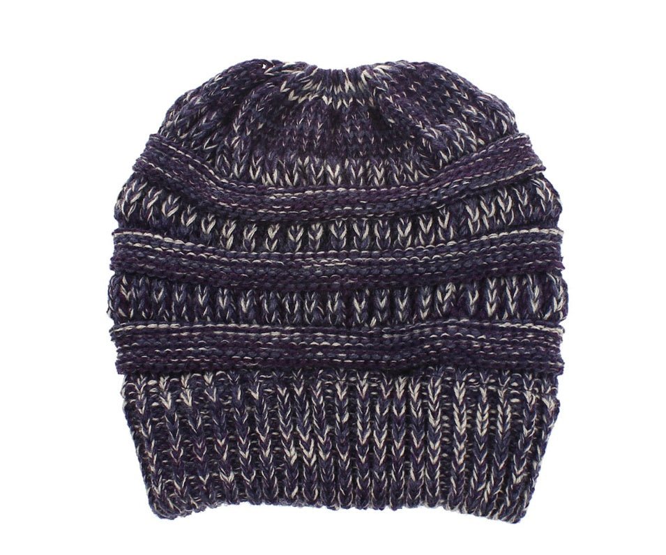 Mixed Color Knitted Wool Hat Ladies Non-labeled Ponytail Hat | Mode