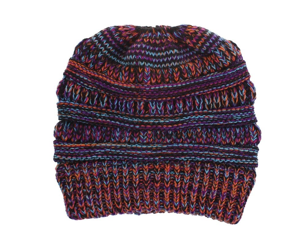 Mixed Color Knitted Wool Hat Ladies Non-labeled Ponytail Hat | Mode