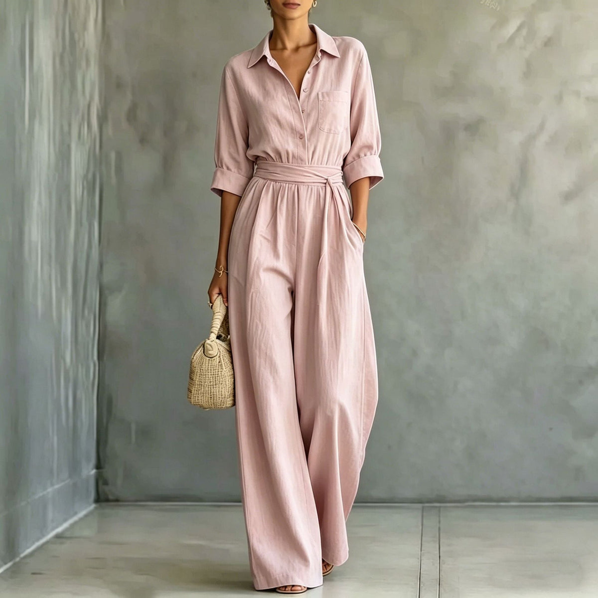 2026 Autumn Cross-Border Amazon New European And American Fashion Women's Mid-Sleeve Shirt Loose And Stylish Jumpsuit For Women | Mode