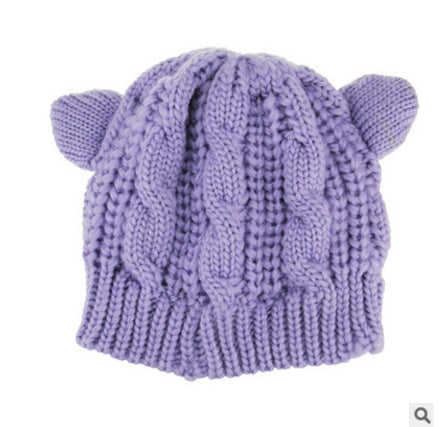 Hand Made 3D Cute Knitted Cat Ear Beanie For Winter | Mode