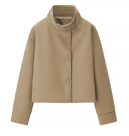 Cross-Border European And American Women's Short Stand-Up Collar Single-Breasted Woolen Coat Trendy And Stylish Woolen Jacket For Women | Mode