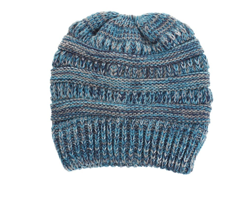 Mixed Color Knitted Wool Hat Ladies Non-labeled Ponytail Hat | Mode
