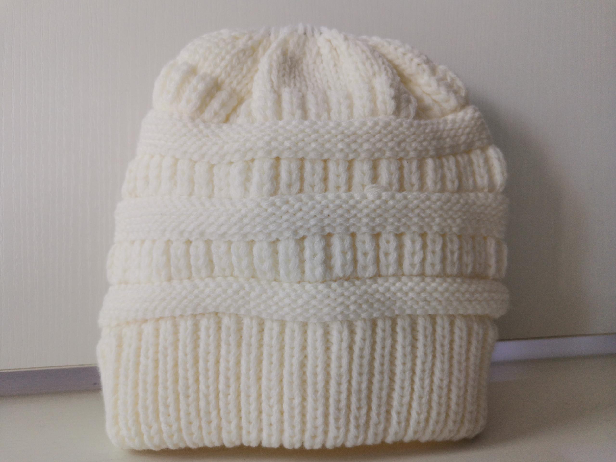 Mixed Color Knitted Wool Hat Ladies Non-labeled Ponytail Hat | Mode