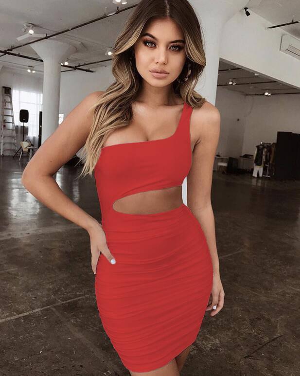 Slim One-shoulder Short Dress Sexy Fashion Hollow Mini Dresses For Women | Mode