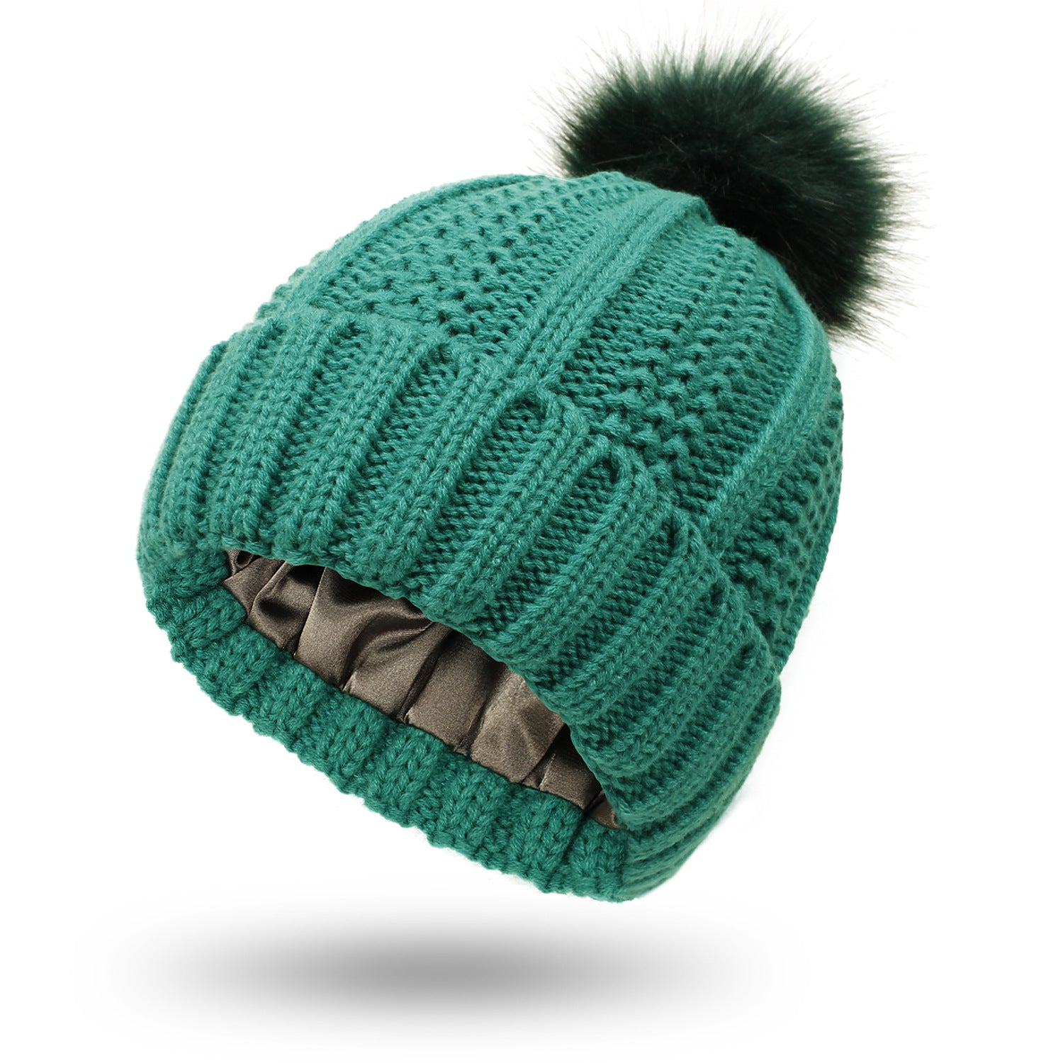 Winter Knitted Hats Fashion Stretchy Lined Skull Hats For Women Faux Fur Pom Pom Hat Keep Warming Beanie Hat | Mode