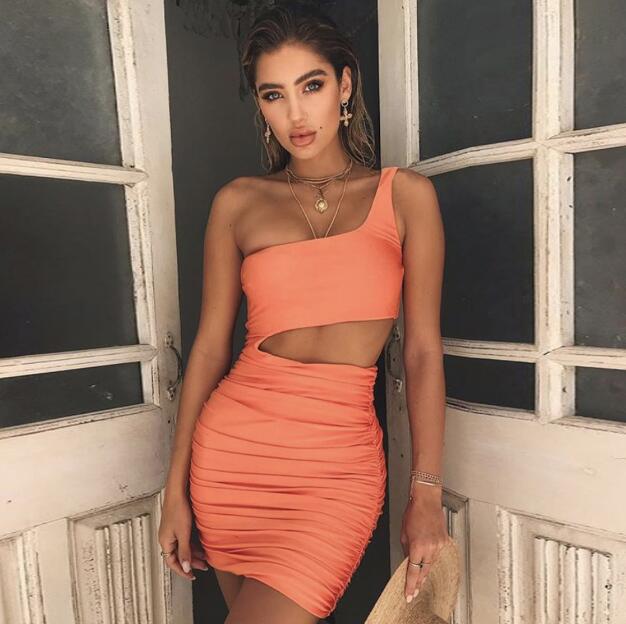 Slim One-shoulder Short Dress Sexy Fashion Hollow Mini Dresses For Women | Mode
