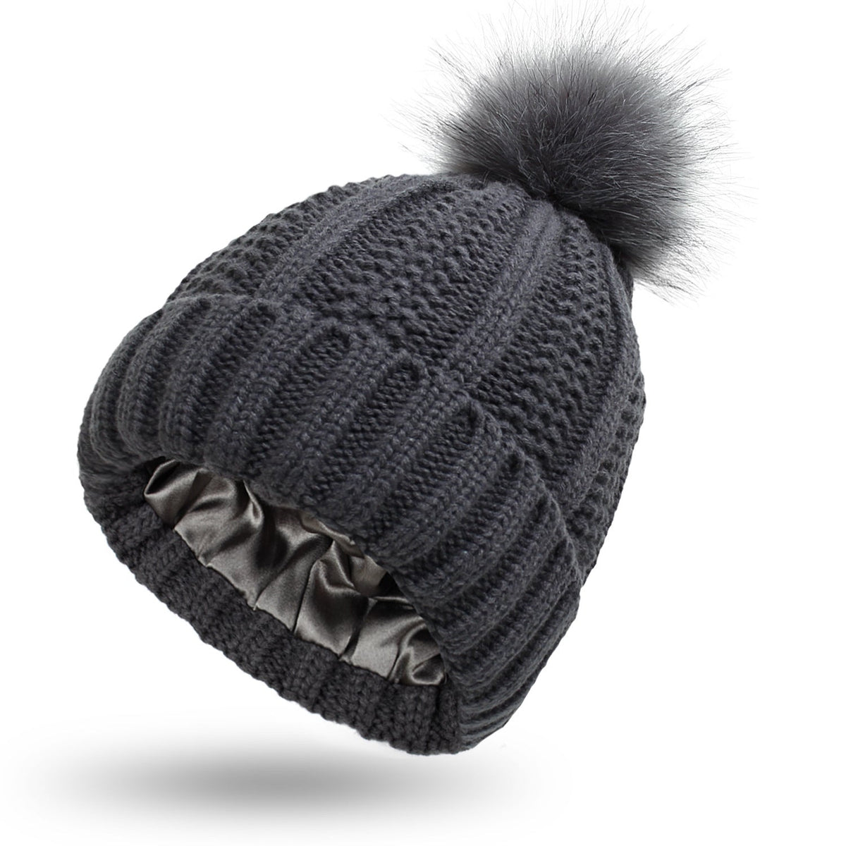 Winter Knitted Hats Fashion Stretchy Lined Skull Hats For Women Faux Fur Pom Pom Hat Keep Warming Beanie Hat | Mode
