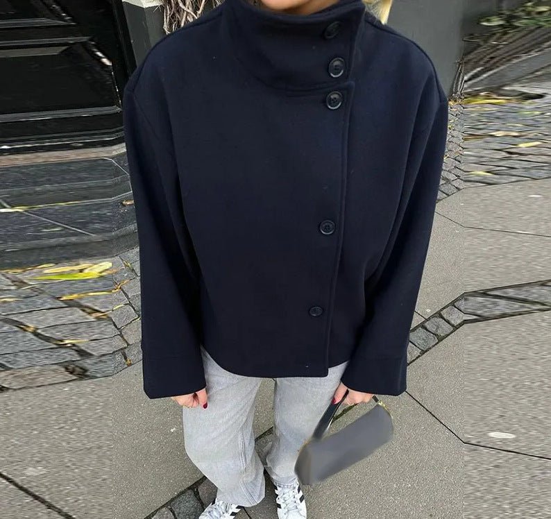 Cross-Border European And American Women's Short Stand-Up Collar Single-Breasted Woolen Coat Trendy And Stylish Woolen Jacket For Women | Mode