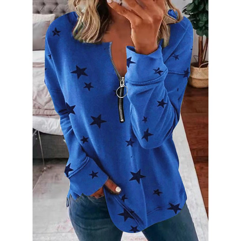 Star Print Long Sleeve Pullover Women's Sweatshirt | Mode