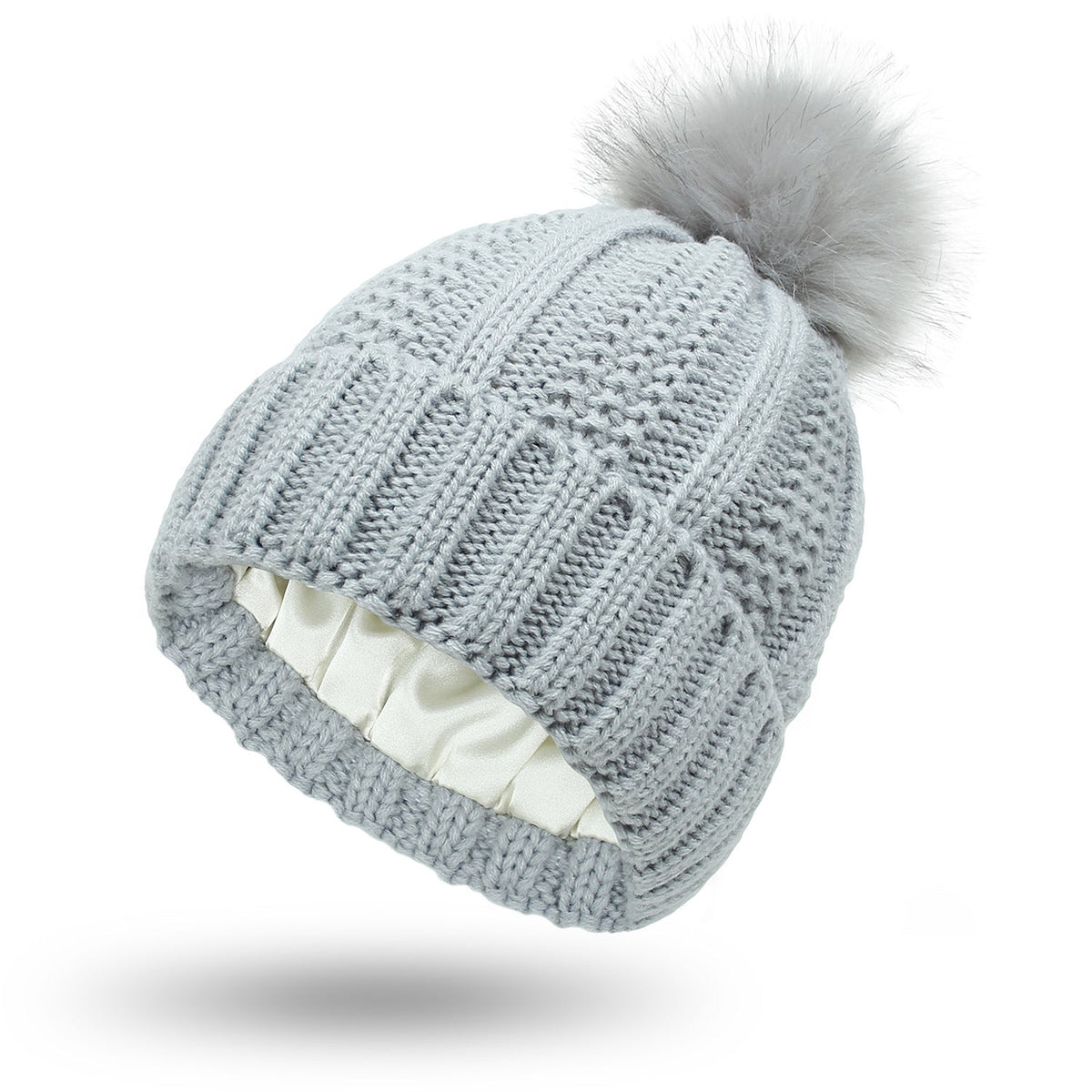 Winter Knitted Hats Fashion Stretchy Lined Skull Hats For Women Faux Fur Pom Pom Hat Keep Warming Beanie Hat | Mode