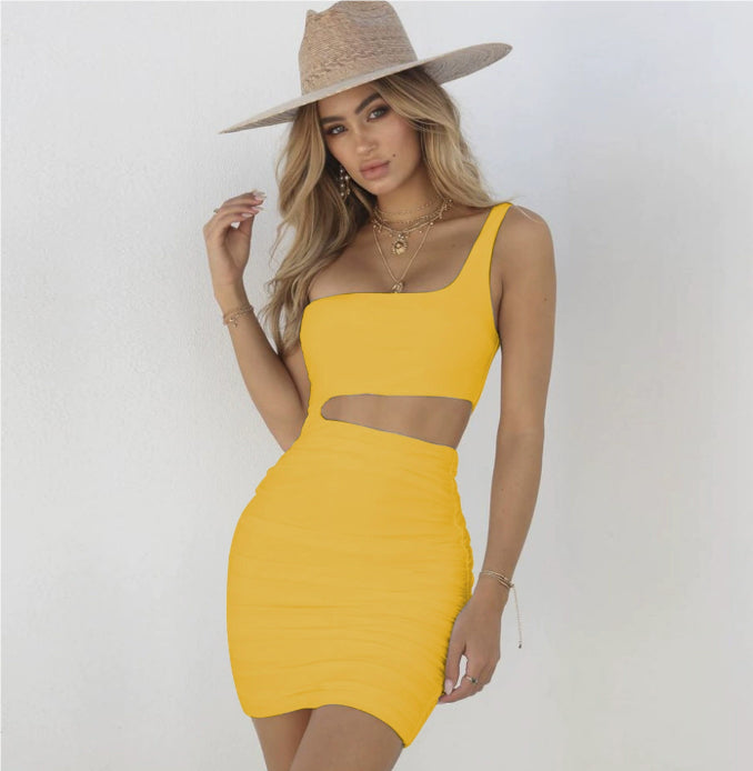 Slim One-shoulder Short Dress Sexy Fashion Hollow Mini Dresses For Women | Mode