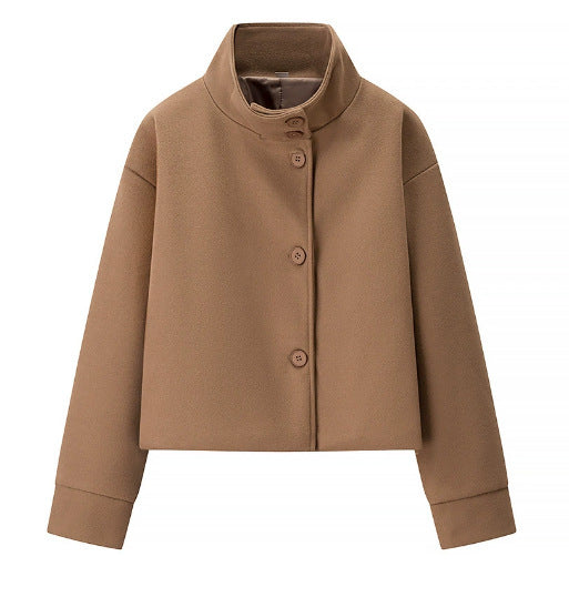 Cross-Border European And American Women's Short Stand-Up Collar Single-Breasted Woolen Coat Trendy And Stylish Woolen Jacket For Women | Mode