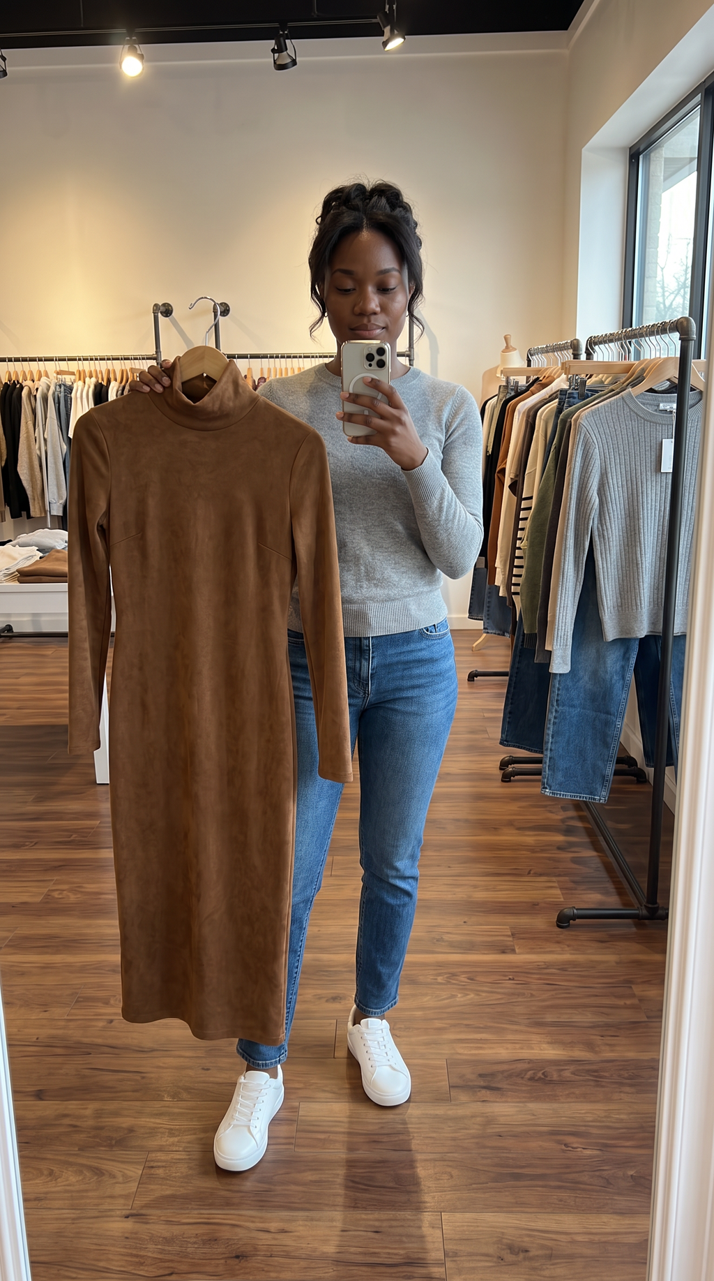 Robe longue à manches longues amincissante pour femme, collection automne-hiver 2026, à porter sous un manteau, avec jupe élégante moulante