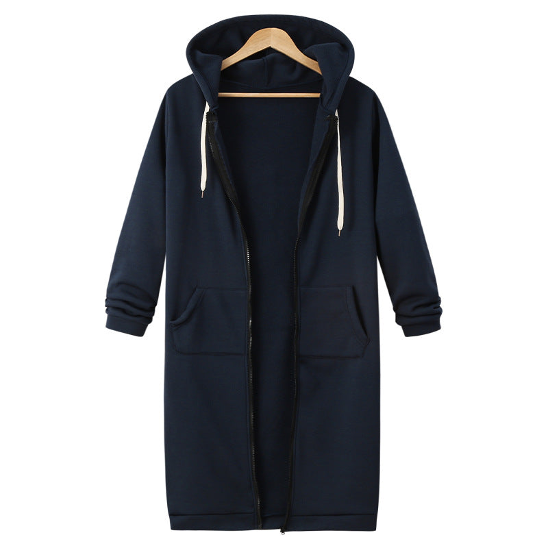 Hooded Long Sleeve Sweater Fleece Long Jacket | Mode