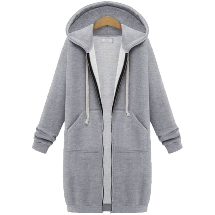Hooded Long Sleeve Sweater Fleece Long Jacket | Mode