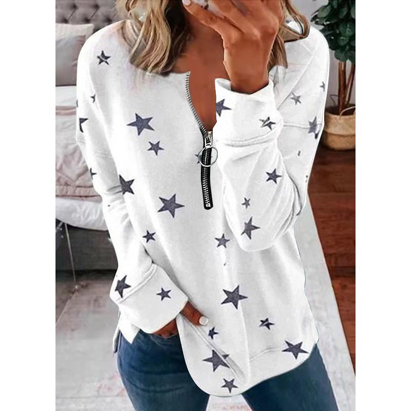 Star Print Long Sleeve Pullover Women's Sweatshirt | Mode