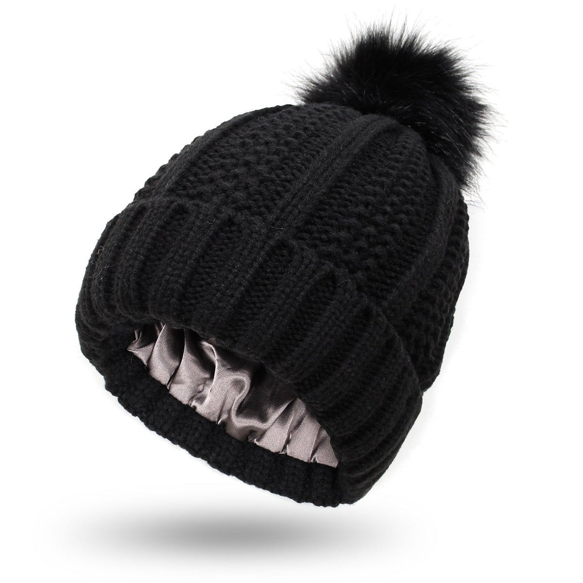 Winter Knitted Hats Fashion Stretchy Lined Skull Hats For Women Faux Fur Pom Pom Hat Keep Warming Beanie Hat | Mode