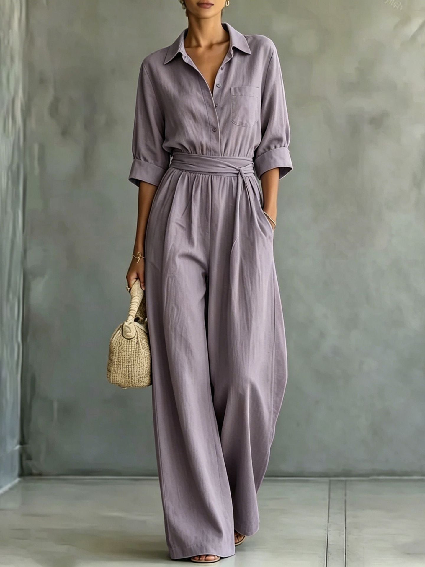 2026 Autumn Cross-Border Amazon New European And American Fashion Women's Mid-Sleeve Shirt Loose And Stylish Jumpsuit For Women | Mode