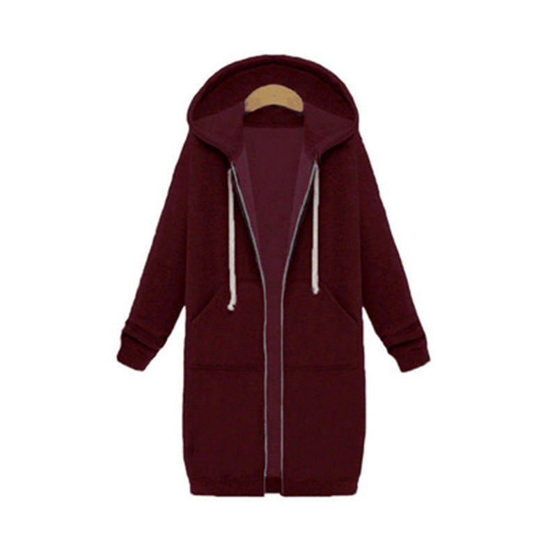 Hooded Long Sleeve Sweater Fleece Long Jacket | Mode